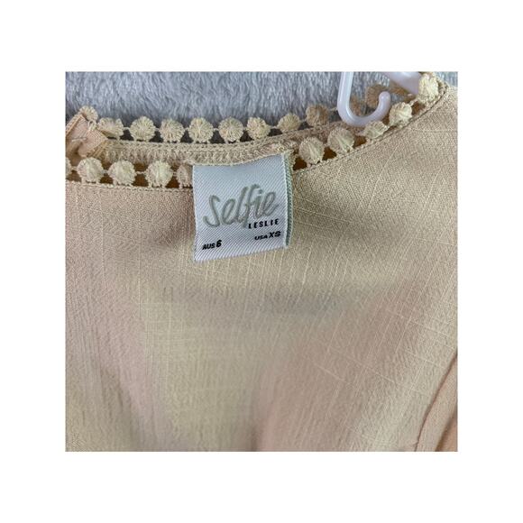 Selfie Leslie Aspley Flare Cuff Waist Tie Dress – #CottageCore - Beige – XS - Picture 7 of 8